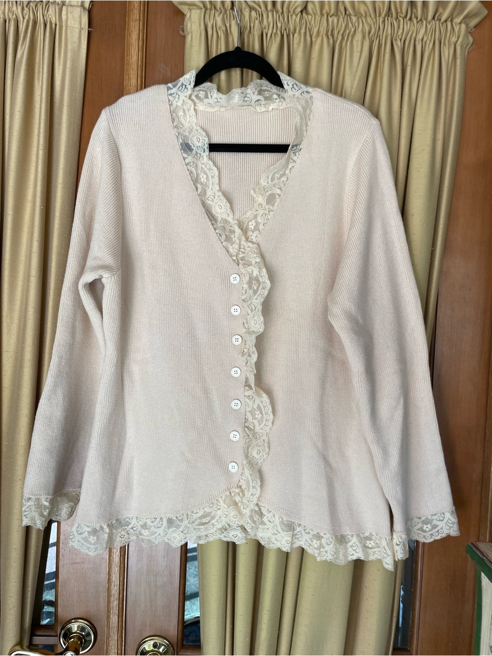 Lace Trim Pale Pink Cardigan 3x NWOT